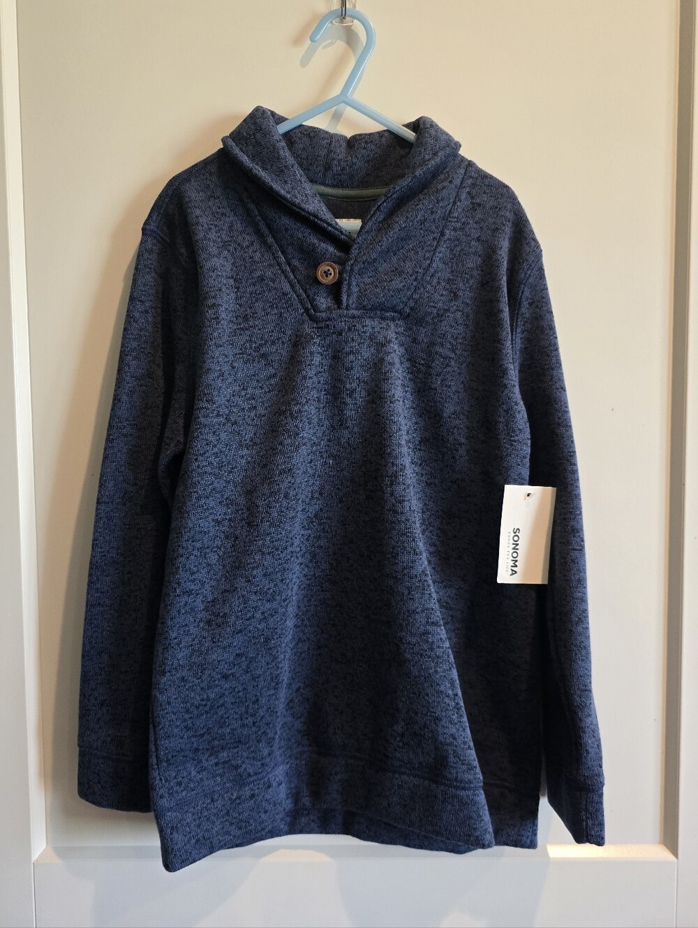 Sonoma Boy's Navy Blue Heather Shawl Collar Pullover Sweater